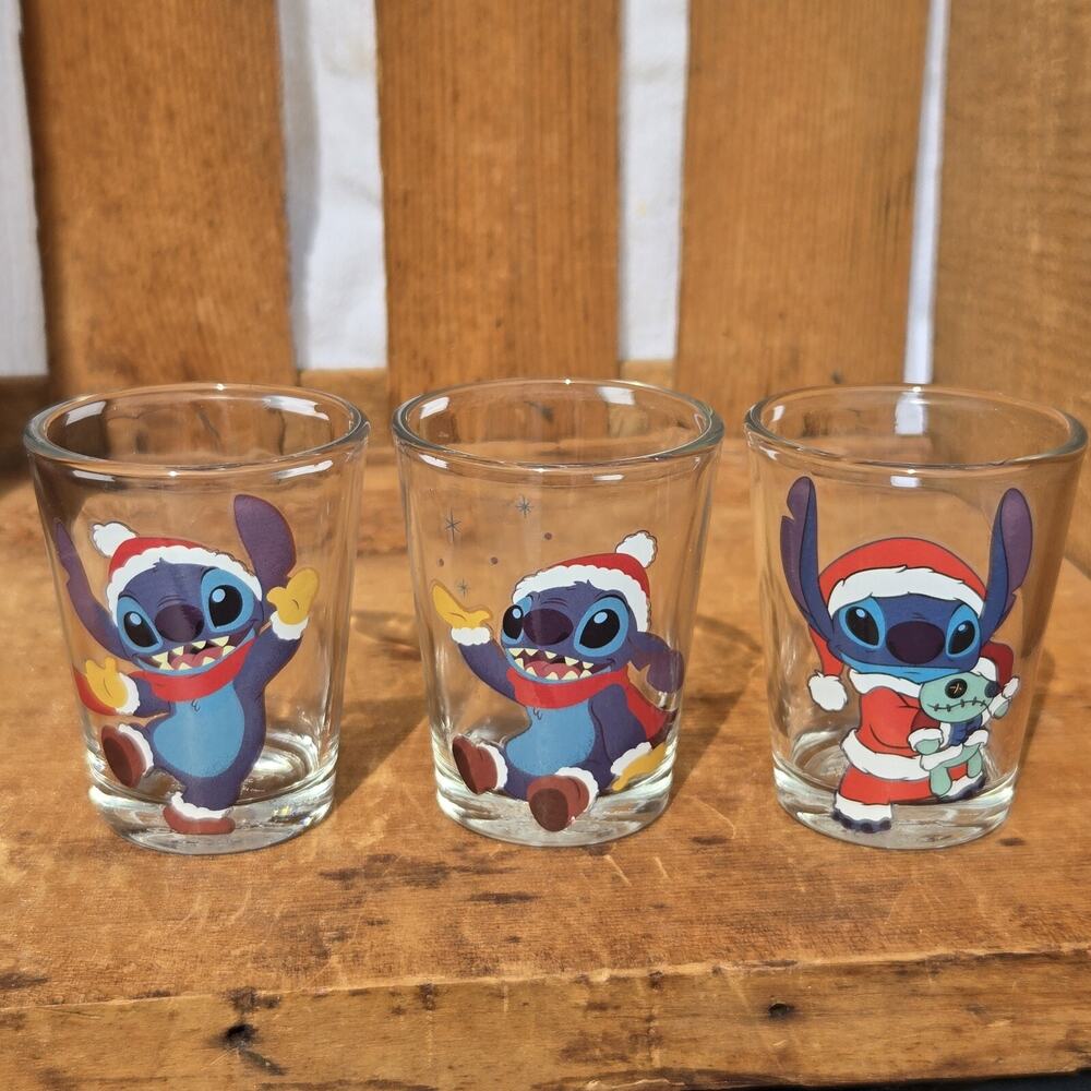 Disney Stitch Glassware Set of Three‎ (3) 1.5 ounce Shot Glasses "Lilo & Stitch